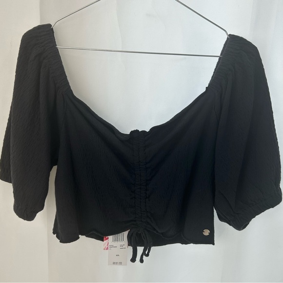 ROXY Flirty Ruched Cotton Gauze Crop Top - Picture 4 of 7